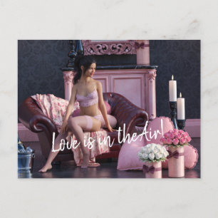 Valentijnsdag Beauty in Lingerie op de bank Briefkaart