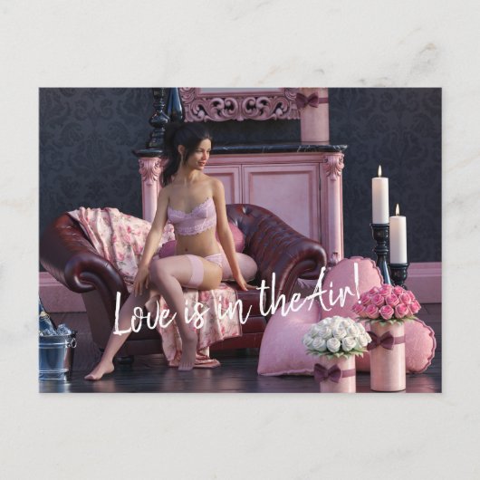 Valentijnsdag Beauty in Lingerie op de bank Briefkaart (Voorkant)