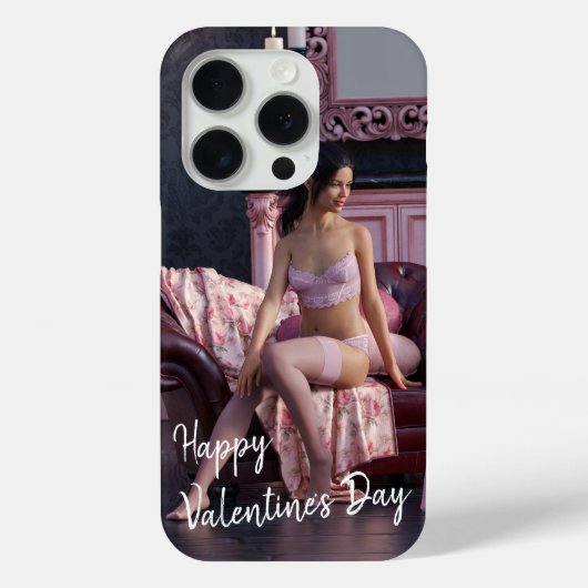 Valentijnsdag Beauty in Lingerie op de bank Case-Mate iPhone Case (Achterkant)