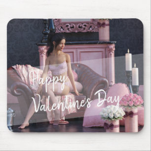 Valentijnsdag Beauty in Lingerie op de bank Muismat