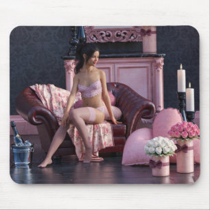 Valentijnsdag Beauty in Lingerie op de bank Muismat