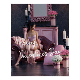 Valentijnsdag Beauty in Lingerie op de bank Perfect Poster