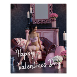 Valentijnsdag Beauty in Lingerie op de bank Perfect Poster