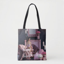 Valentijnsdag Beauty in Lingerie op de bank Tote Bag