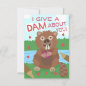 Valentijnsdag Beaver Funny Kinder schoolklaslokaal Kaart (Voorkant)