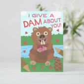 Valentijnsdag Beaver Funny Kinder schoolklaslokaal Kaart (Staand voorkant)