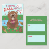 Valentijnsdag Beaver Funny Kinder schoolklaslokaal Notitiekaartje (Voorkant / Achterkant)