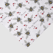 Valentijnsdag Bee Mine Bijen en harten Patroon Tissuepapier (Detail)