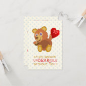 Valentijnsdag Beer Funny Kinder School Classroom Kaart (Voorkant / Achterkant in situ)