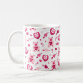 Valentijnsdag Beer Hart roze liefdespatroon Koffiemok (Links)