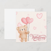 Valentijnsdag Beer Met Hart Ballon Feestdagenkaart (Voorkant / Achterkant)