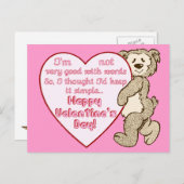 Valentijnsdag Beer met Hart Briefkaart (Voorkant / Achterkant)