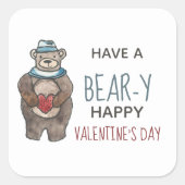 Valentijnsdag Beer Vierkante Sticker (Voorkant)