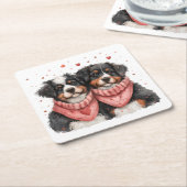 Valentijnsdag Berner Berghonden Kartonnen Onderzetters (Schuin)