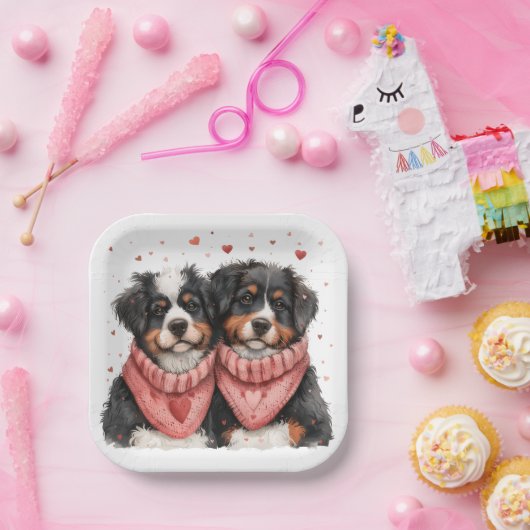 Valentijnsdag Berner Berghonden Papieren Bordje (Feest)