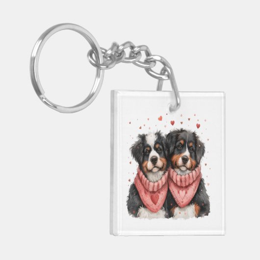 Valentijnsdag Berner Berghonden Sleutelhanger (Voorkant Links)