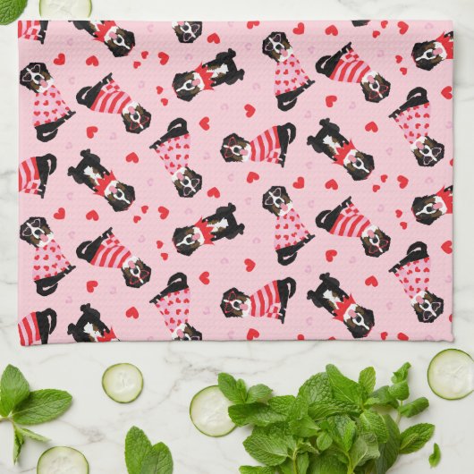 Valentijnsdag Berner Berghonden Theedoek (Gevouwen)