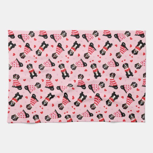 Valentijnsdag Berner Berghonden Theedoek (Horizontaal)