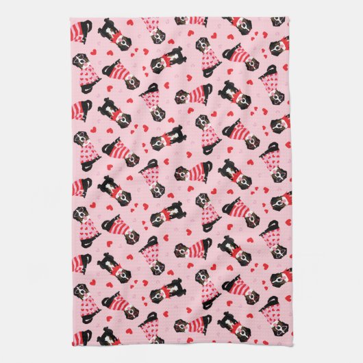 Valentijnsdag Berner Berghonden Theedoek (Verticaal)