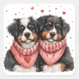 Valentijnsdag Berner Berghonden Vierkante Sticker