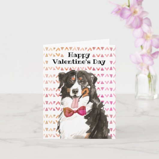 Valentijnsdag Berner Sennenhond Knuffel Kaart (Orchidee)