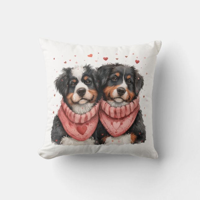 Valentijnsdag Berner Sennenhonden Kussen (Voorkant)