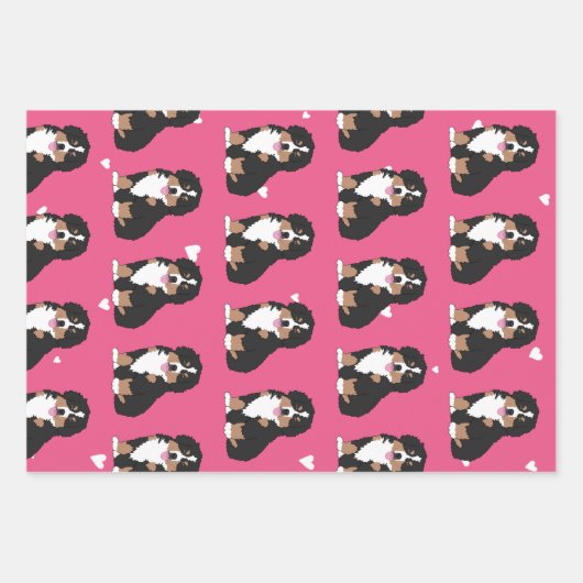 Valentijnsdag Bernese Mountain Dog Inpakpapier Vel (Voorkant 3)