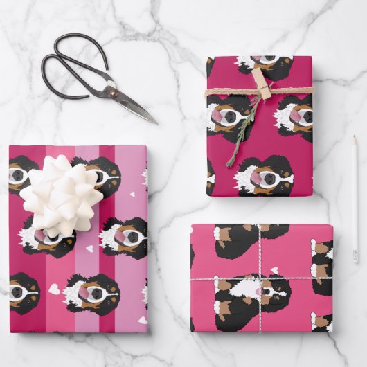 Valentijnsdag Bernese Mountain Dog Inpakpapier Vel (Voorkant)