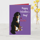 Valentijnsdag Bernese Mountain Dog Kaart (Gele Bloem)