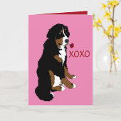 Valentijnsdag Bernese Mountain Dog Kaart (Gele Bloem)