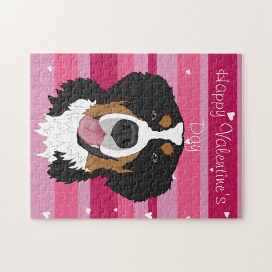 Valentijnsdag Bernese Mountain Dog Legpuzzel (Horizontaal)