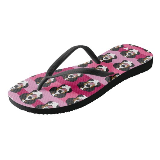 Valentijnsdag Bernese Mountain Dog Teenslippers (Schuin)