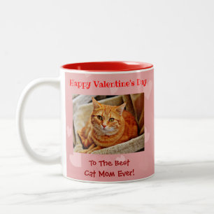 Valentijnsdag Best Cat Mam Ever Cute Pink Foto Tweekleurige Koffiemok