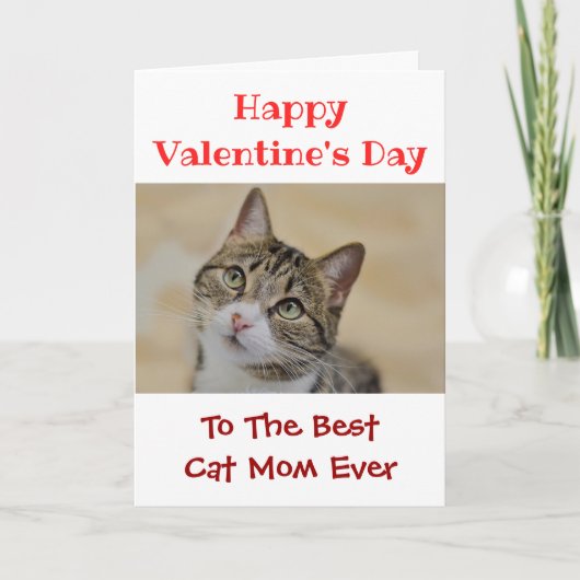 Valentijnsdag Best Cat Mam Ever Pet Foto Feestdagen Kaart (Voorkant)