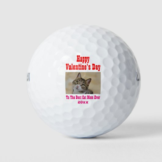 Valentijnsdag Best Cat Mam Ever Pet Foto Golfballen (Voorkant)