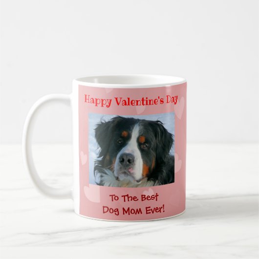 Valentijnsdag Best Dog Mam Cute Pink Foto Koffiemok (Links)