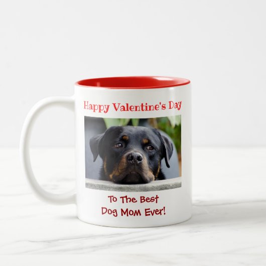 Valentijnsdag Best Dog Mam Ever Cute Pet Foto Tweekleurige Koffiemok (Links)