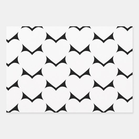 Valentijnsdag Big Hearts Black White Pattern Inpakpapier Vel (Voorkant 3)