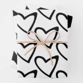 Valentijnsdag Big Hearts Black White Pattern Inpakpapier Vel (In situ)