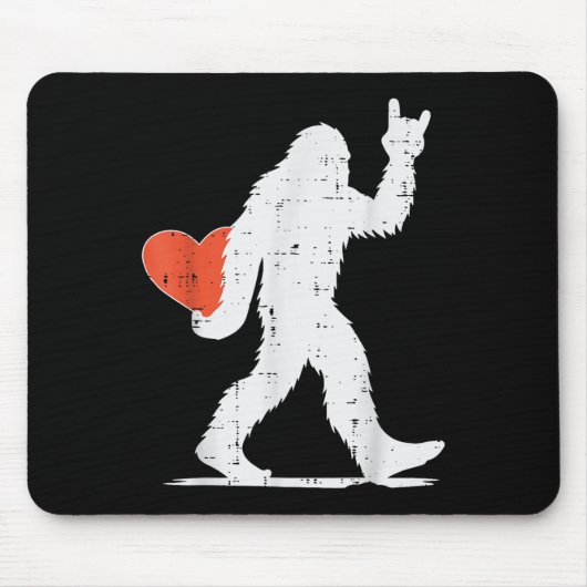 Valentijnsdag Bigfoot Rock Heart Sasquatch Dames Muismat (Voorkant)