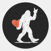 Valentijnsdag Bigfoot Rock Heart Sasquatch Dames Ronde Sticker (Voorkant)