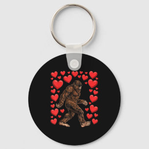 Valentijnsdag Bigfoot Rode Harten Grappige Sasquat Sleutelhanger