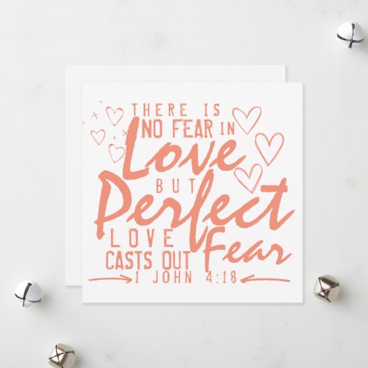 Valentijnsdag Bijbelvers: 1 Johannes 4:18 Feestdagenkaart (Voorkant / Achterkant in situ)