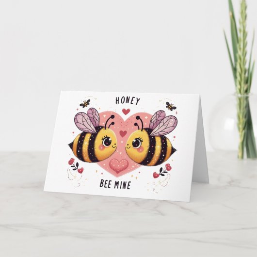Valentijnsdag Bijen Feestdagen Kaart (Voorkant)