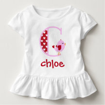 Valentijnsdag Bird Ruffle Shirt Initiaal C