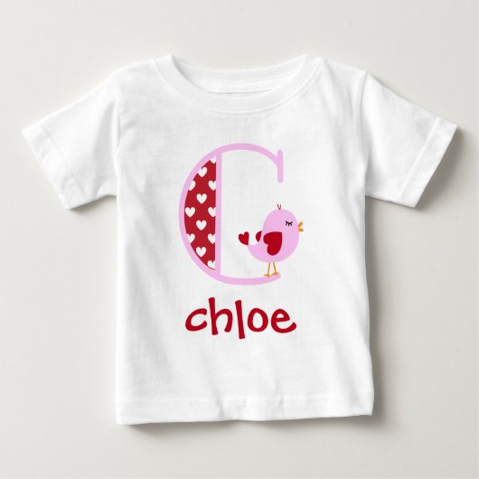 Valentijnsdag Bird Ruffle Shirt Initiaal C (Voorkant)