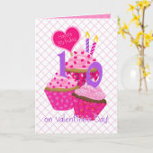 Valentijnsdag Birthday 10 jaar oude meisjeskoekjes Kaart (Gele Bloem)