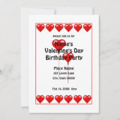 Valentijnsdag Birthday Hearts Party Invision N Kaart (Voorkant)