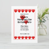 Valentijnsdag Birthday Hearts Party Invision N Kaart (Staand voorkant)