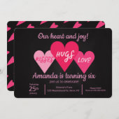 Valentijnsdag Birthday Party Hearts Chalkboard Kaart (Voorkant / Achterkant)